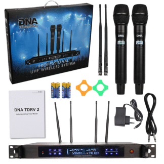 DNA TDRV 2 mikrofon bezprzewodowy 2x nadajnik doręczny system nagłośnienia true diversity UHF 518-542 MHz